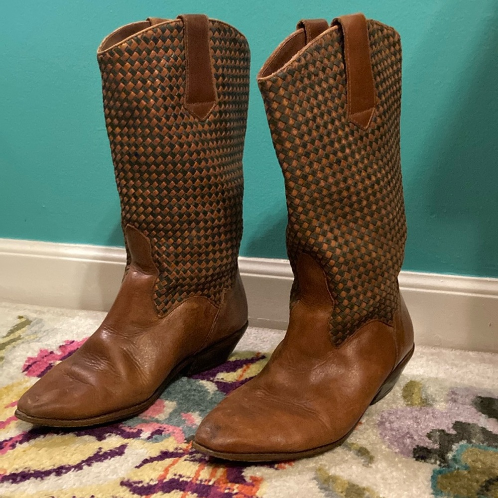 Acme Dingo two tone woven cowboy boots